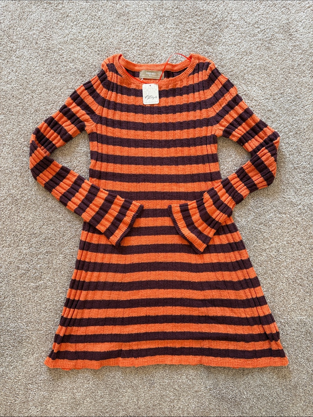 Women’s Free People Free-Est Junie Sweater Mini Dress Orange Striped